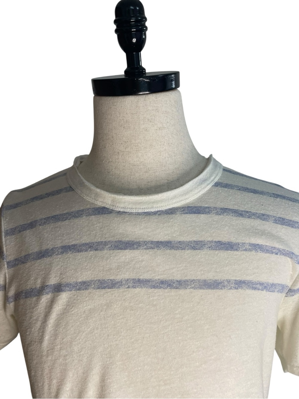 Bershka Striped Linen T-Shirt Ivory - Picture 2 of 11